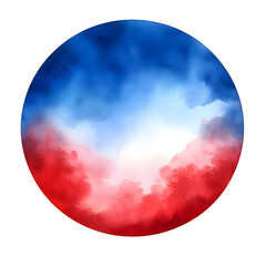 Poster - Circular watercolor painting blending red and blue colors