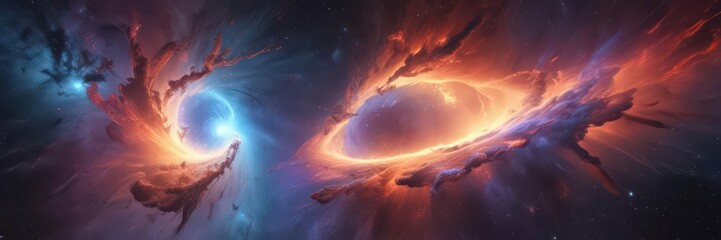 Wall Mural - swirling nebulae, vibrant hues, cosmic dust clouds, universe, texture