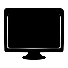 Poster - Stylized Computer Monitor Silhouette on White Background for Graphic Design Uses