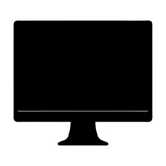 Poster - Computer Screen Silhouette Showing a Black Monitor on a White Background