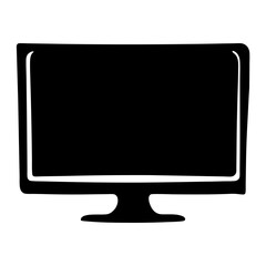 Poster - Computer Screen Silhouette Showing a Black Monitor on a White Background