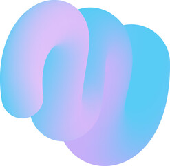 Poster - 3d abstract blue gradient shape. colored fluid wavy line. bright blended holographic pipe. swirl mod
