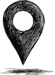 Aufkleber - Hand-drawn black location pin icon, sketchy illustration. Vector illustration