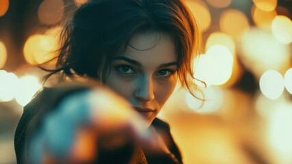 Aufkleber - A woman holds a red object in her hand, possible symbol of passion or love