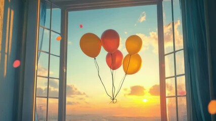 Aufkleber - A collection of vibrant balloons fill the frame, often used as party decorations or gift accompaniments