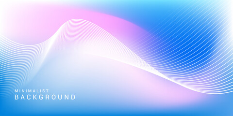 Wall Mural - Abstract blue gradient background with shining lines waves. Minimalist background for banner, poster, cover, brochure, flyer, website