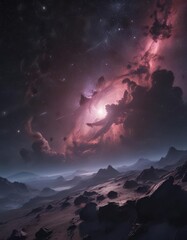 Wall Mural - dark, swirling nebulae, distant starlight, cosmic dust clouds , texture, art, cosmic dust