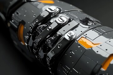 Poster - Gleaming robotic elbow joint with overlapping plates and precision stabilizers