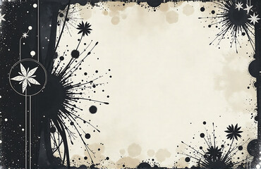Poster - vintage grunge inspired black white collaged background mixed textures unique shapes created generative artificial