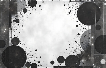 Poster - vintage grunge inspired black white collaged background mixed textures unique shapes created generative artificial
