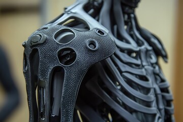 Poster - Kevlar-coated robotic shoulder blade, integrated with tiny exhaust vents and cooling fins 