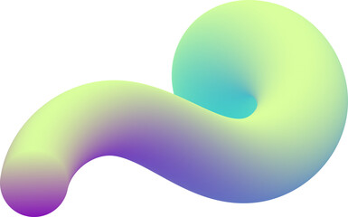 Poster - 3D abstract gradient shape. Colored fluid wavy line. Bright blended holographic stroke. Swirl modern doodle stroke. Trendy vibrant element for creative poster
