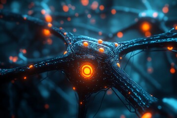Poster - Quantum-linked robotic neural core interface with glowing synapse hubs