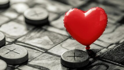 Aufkleber - A red heart-shaped balloon sits atop a calculator, symbolizing love and math