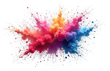 Poster - burst colorful dust particles isolated white background creates abstract design