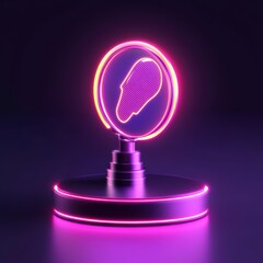 Poster - neon glow display of human silhouette on dark background for modern art or technology themes