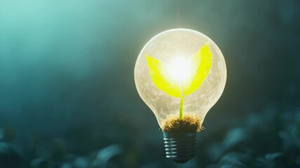 Poster - A light bulb used as a planter, containing a small plant