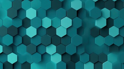 Poster - Abstract Hexagonal Pattern in Shades of Turquoise, Modern Textures and Geometric Designs for Background Use