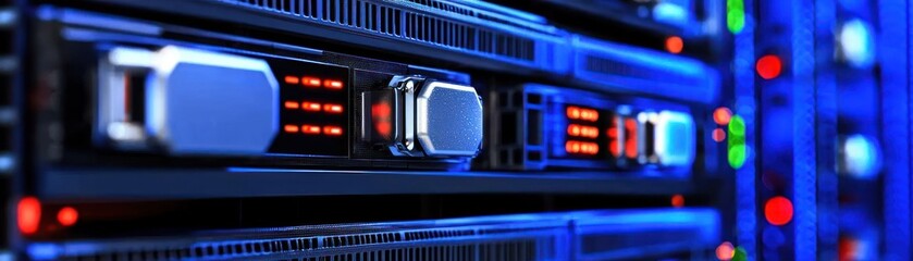 Poster - Detailed view of a rack server data center cabinet