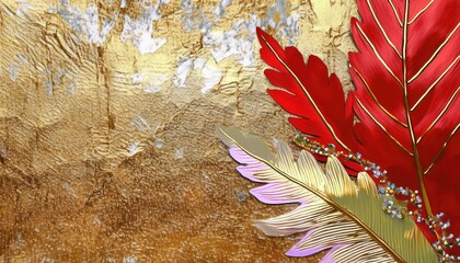 Poster - gold textured background with oriental hand fans and watercolor cherry blossoms for elegant print, branding, or digital web design