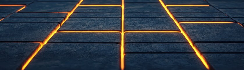 Poster - Abstract Background with Glowing Lines and Dark Stones for Modern Design or Technology Concepts