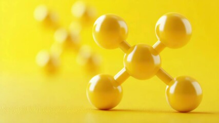 Poster - Close-up view of multiple spheres arranged on a bright yellow surface