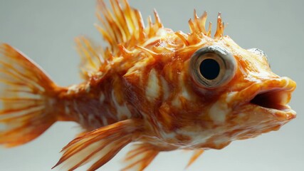 Poster - A close-up shot of a fish with its mouth open, ready to devour prey or eat food