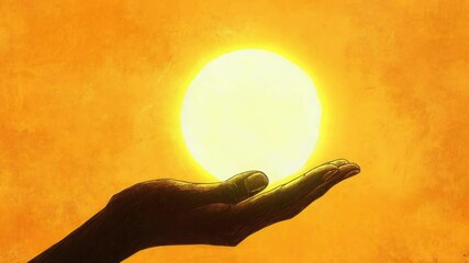 Poster - A person grasping the sun in their hand, representing power and warmth