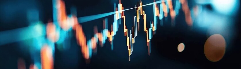 Poster - Graphic representation of changing financial data with colorful highlights