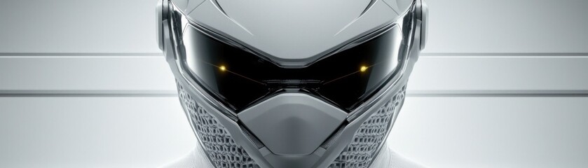 Poster - Close up image of futuristic helmet with glowing eyes