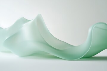 Poster - Smooth, flowing mint green curves over a white backdrop, minimal summer freshness