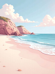 Poster - images light pink sandy beaches soft pastel hues gentle splashes