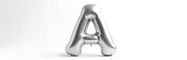 Poster - shiny silver form letter png format stands clean white background inflated balloon font