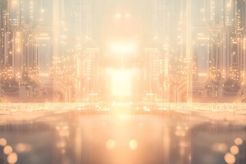 Aufkleber - 黄金のライトが付いた抽象的な未来的な回路基板テクノロジーの背景デザイン
