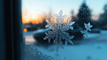 Poster - A beautiful close up image of frost crystals on glass