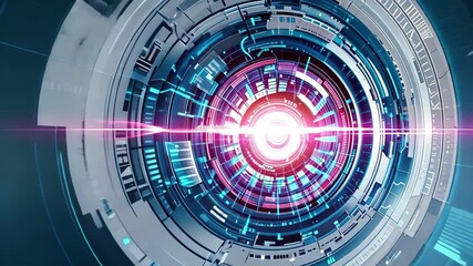 Leinwandbilder - Futuristic abstract technology background with glowing circle and intricate digital patterns in 4k quality