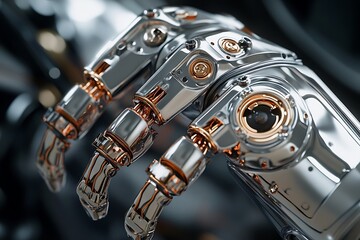 Aufkleber - alloy plated robotic arm joint with metallic texture