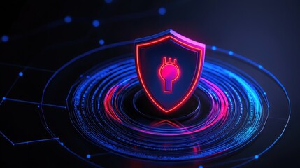 Poster - A Glowing Digital Shield Symbolizing Data Security and Protection
