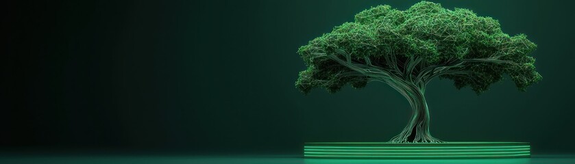 Poster - A detailed artistic rendering of a vibrant green and stylized tree