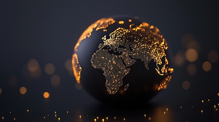 Poster - A dark globe shows illuminated city lights across continents worldwide