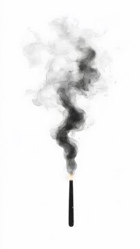 Black Ink Ring Expanding into Radial Mist on White Background