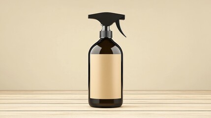 Poster - A brown bottle with a spray nozzle sits upright on wood
