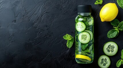Poster - A clear water bottle with refreshing fruit and herbs