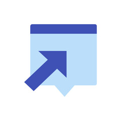 Poster - Illustration of a light blue calendar icon with a dark blue arrow pointing upwards and to the right