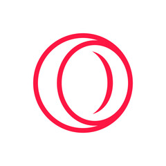 Poster - A red abstract design featuring two overlapping circles against a white background with simple line work style