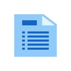 Poster - Illustration of a document with a folded corner and blue lines representing text on a light blue page