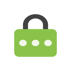 Poster - Illustration of a green padlock with three white circles and a black shackle for security purposes lock