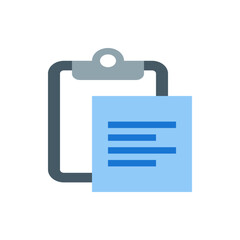 Poster - Illustration of a clipboard with a gray frame and a light blue sheet with dark blue lines on it shown