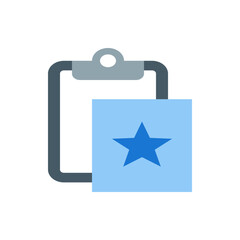 Poster - Illustration of a clipboard with a blank sheet and a blue square with a star on top of it shown