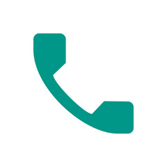 Poster - Illustration of a teal colored telephone receiver on a white background in a simple vector graphic style